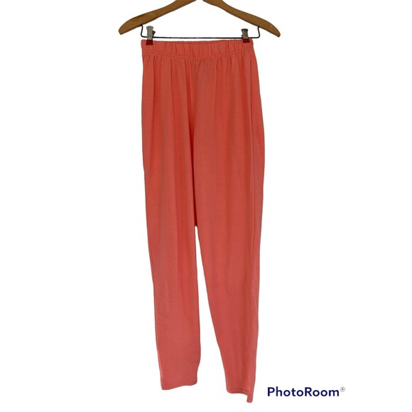 Vintage 80s Orange Peach Pants Vintage S Elastic Waist - Picture 1 of 4